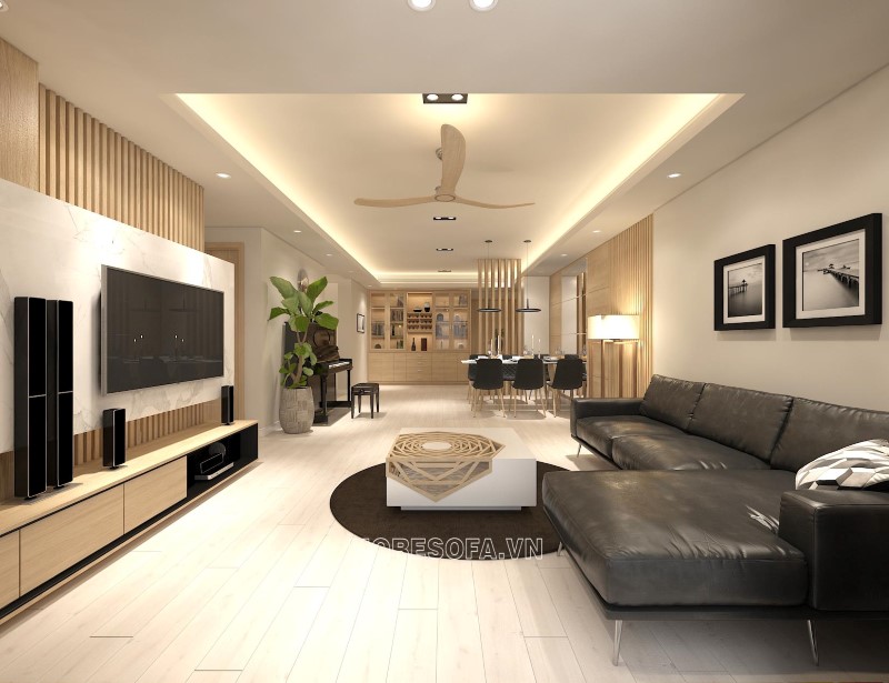 Ghế sofa góc da hiện đại